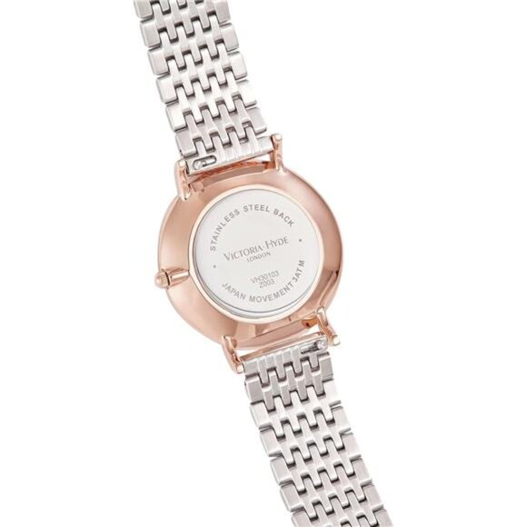 Silver and Rose Gold Womens Watch for Large Wrist, Two Tone main image 4